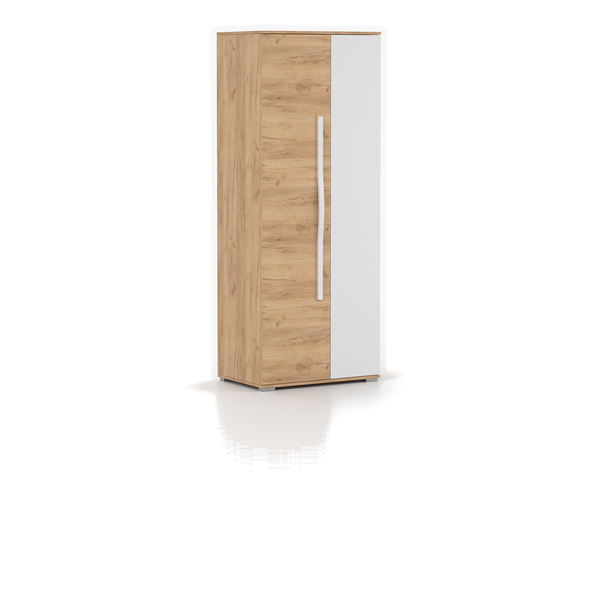 LAURA Kleiderschrank 80 cm – Craft-Gold / Weiß Hochglanz – Ansicht
