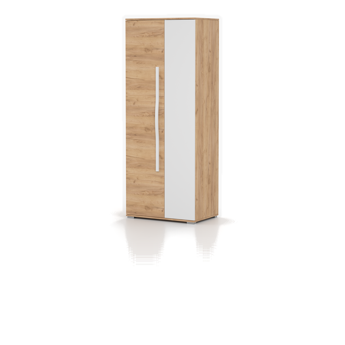 LAURA Kleiderschrank 80 cm – Craft-Gold / Weiß Hochglanz – Ansicht
