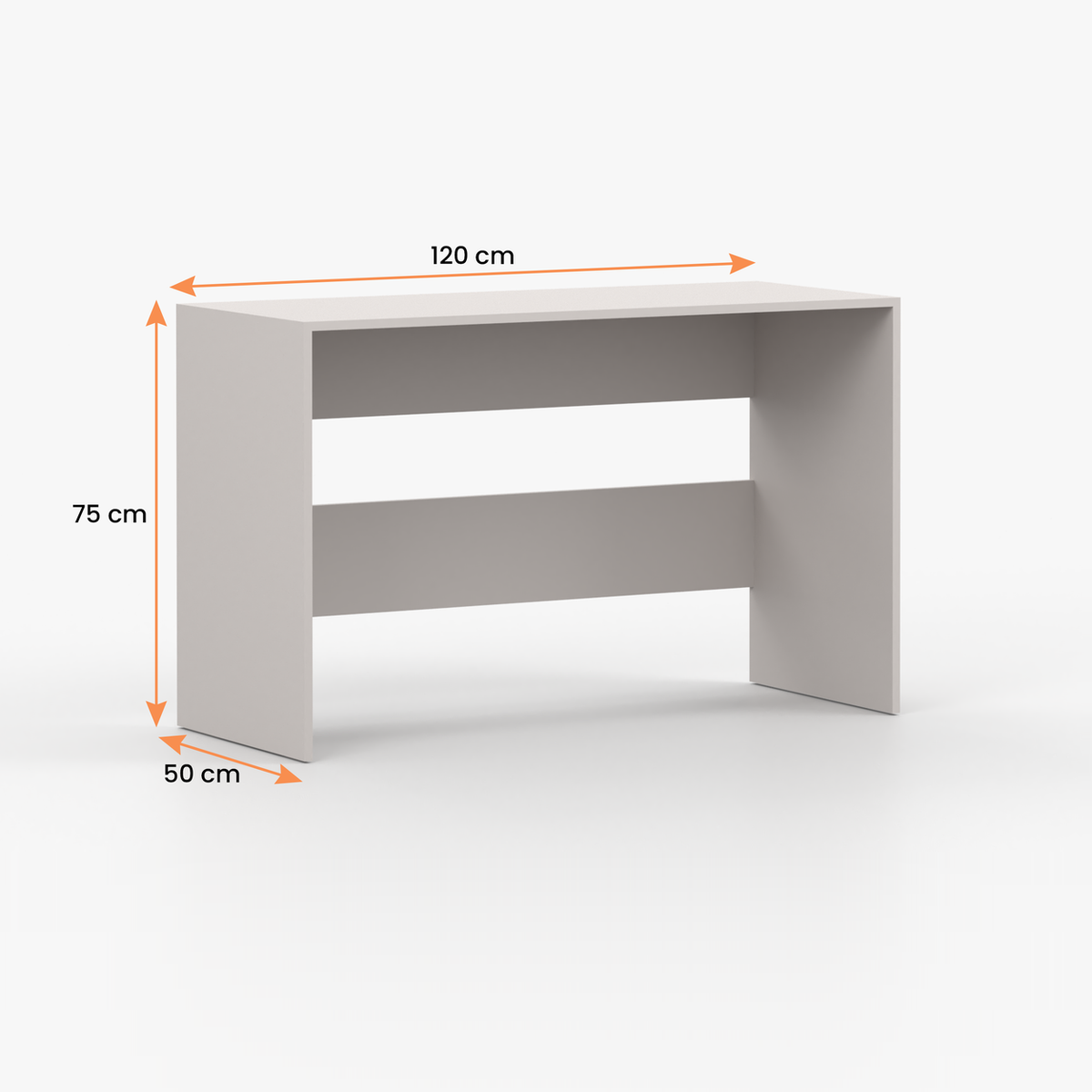 MEZZO Schreibtisch 120 cm – Kaschmir – Maßzeichnung