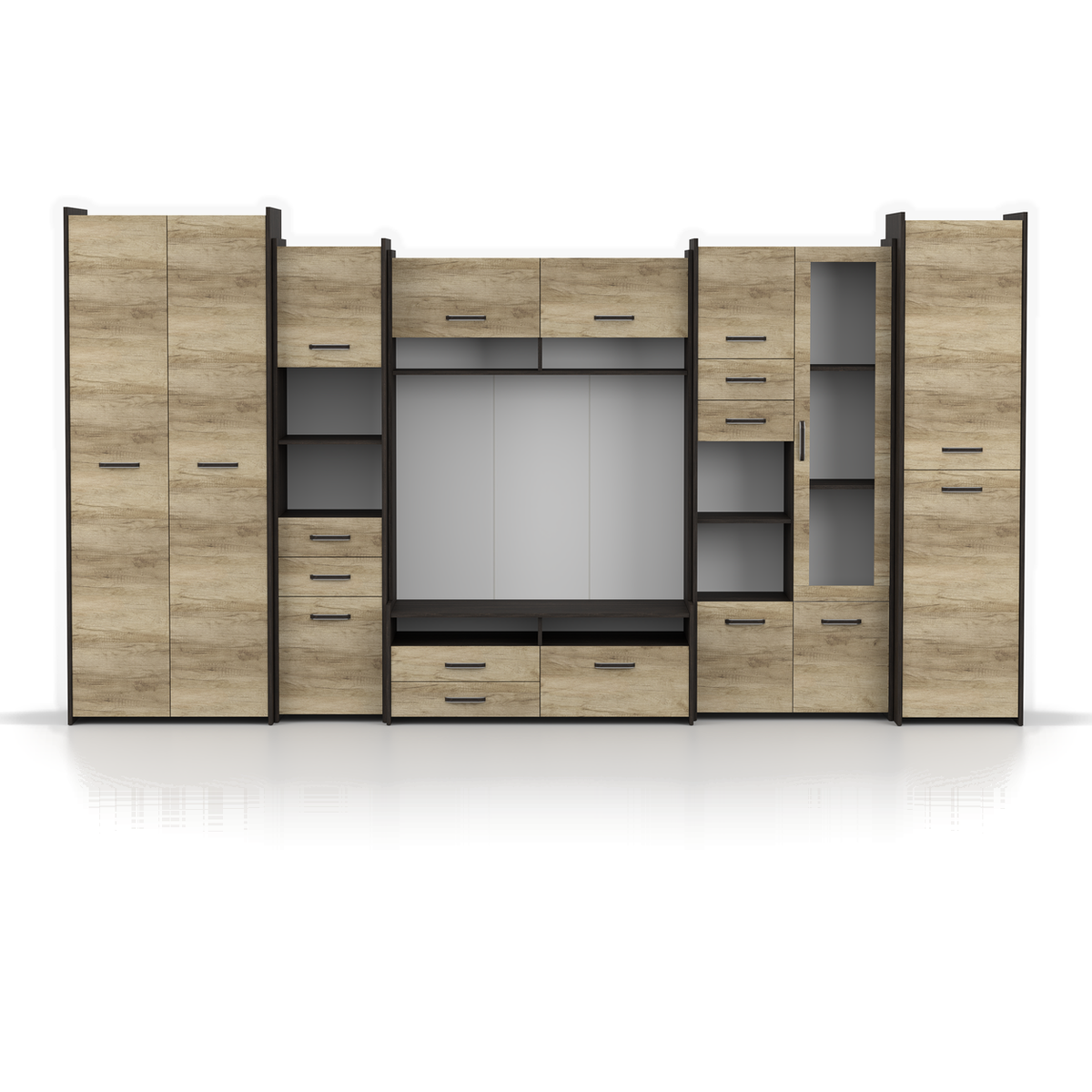 MOKKA II Wohnwand 360 cm – Canterbury / Country Grey – Hauptansicht