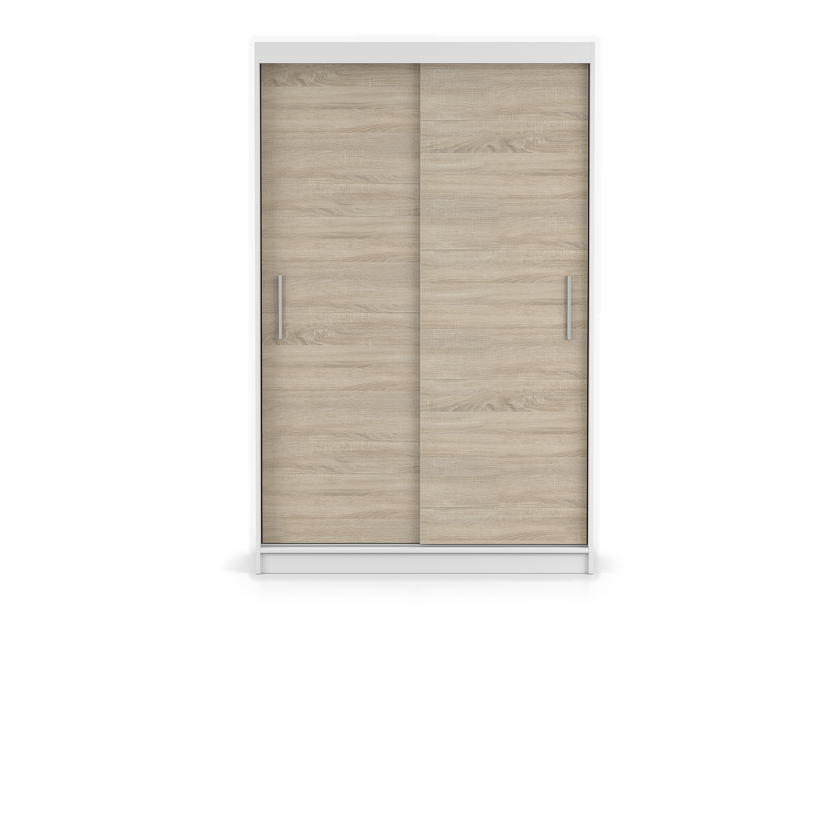 NEOMI 04 Schwebetürenschrank 120 cm ohne Spiegel – Ansicht – Weiß / Sonoma