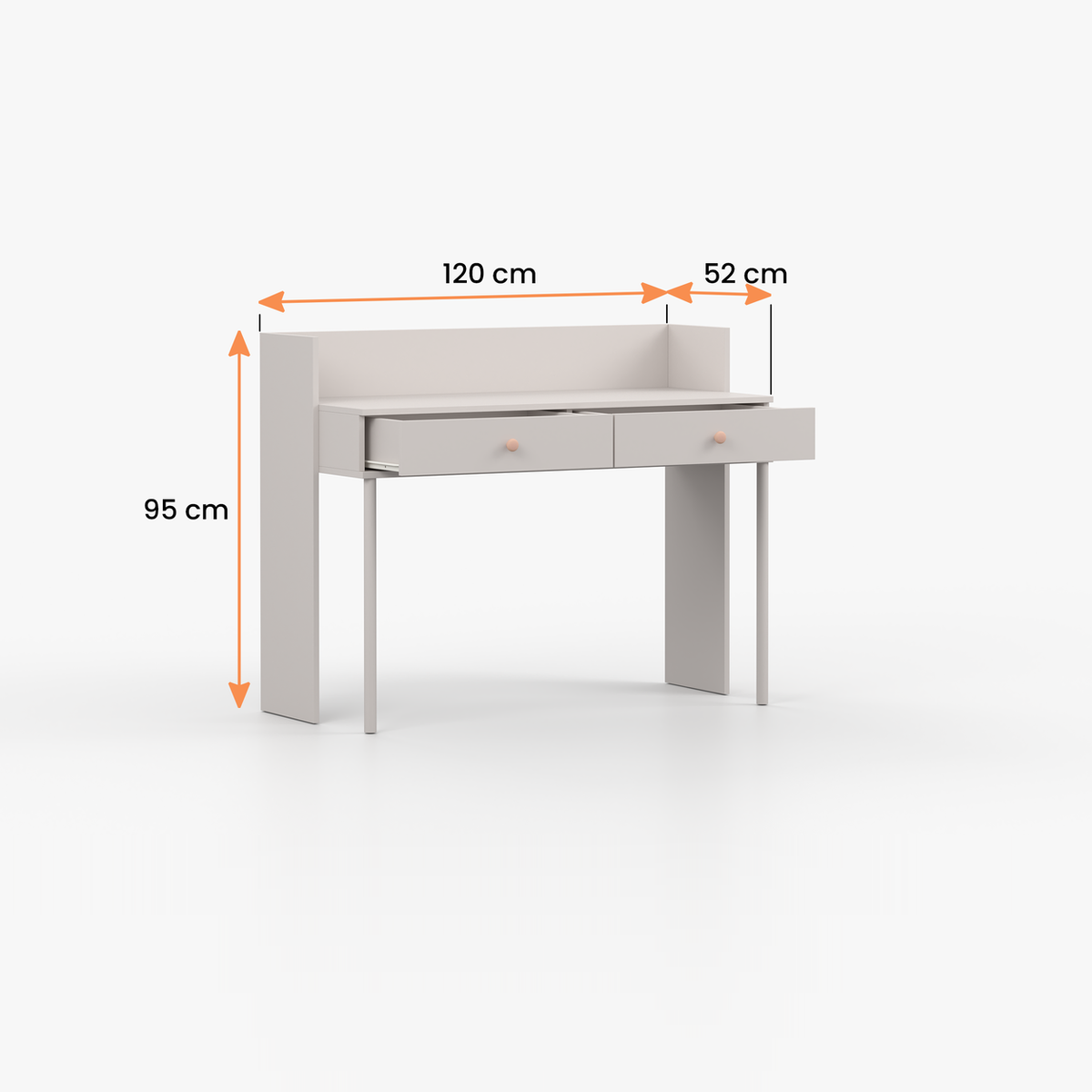 OLAF Schminktisch 120 cm – Maßzeichnung