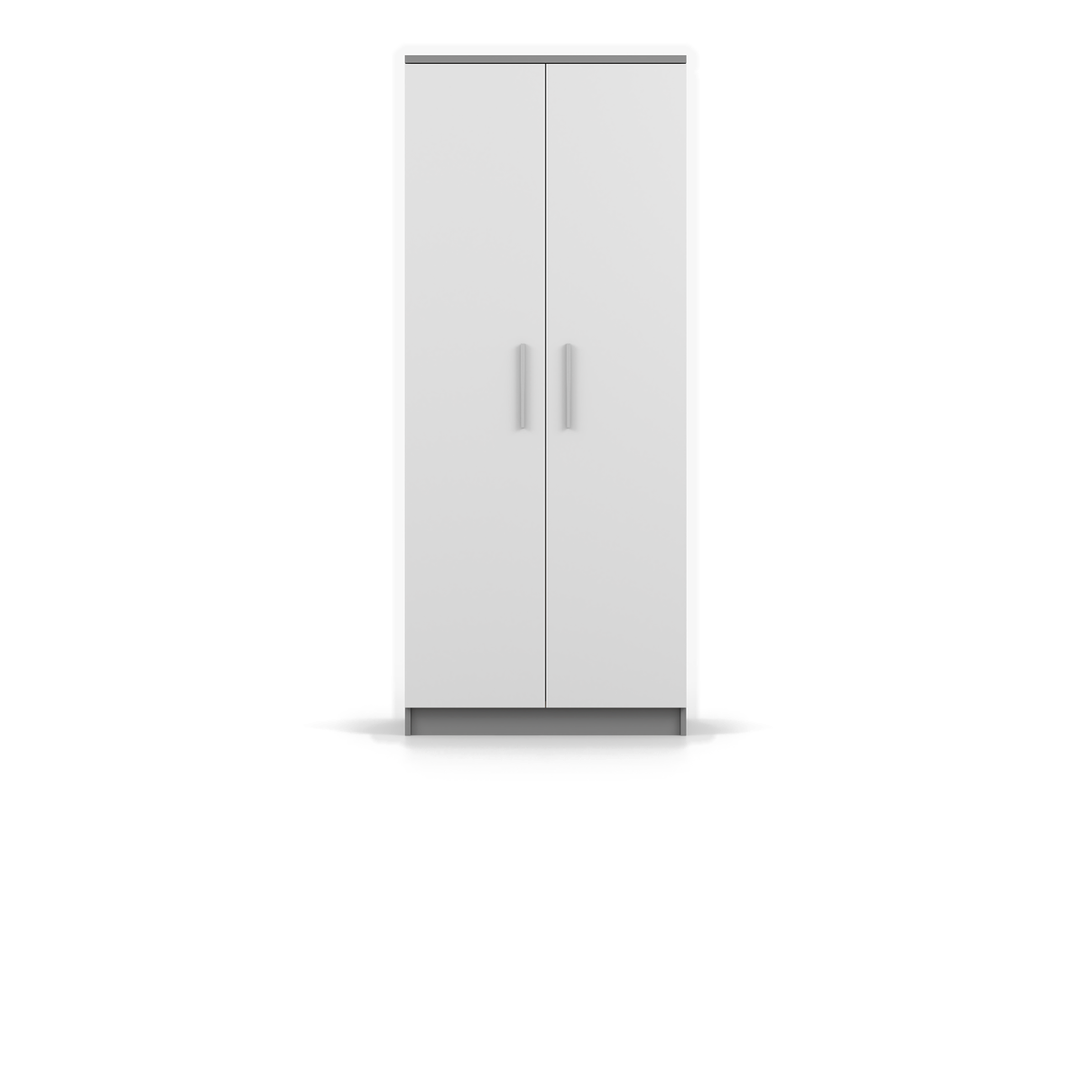 OMEGA Kleiderschrank 2D 80 cm – Hauptansicht – Grau / Weiß