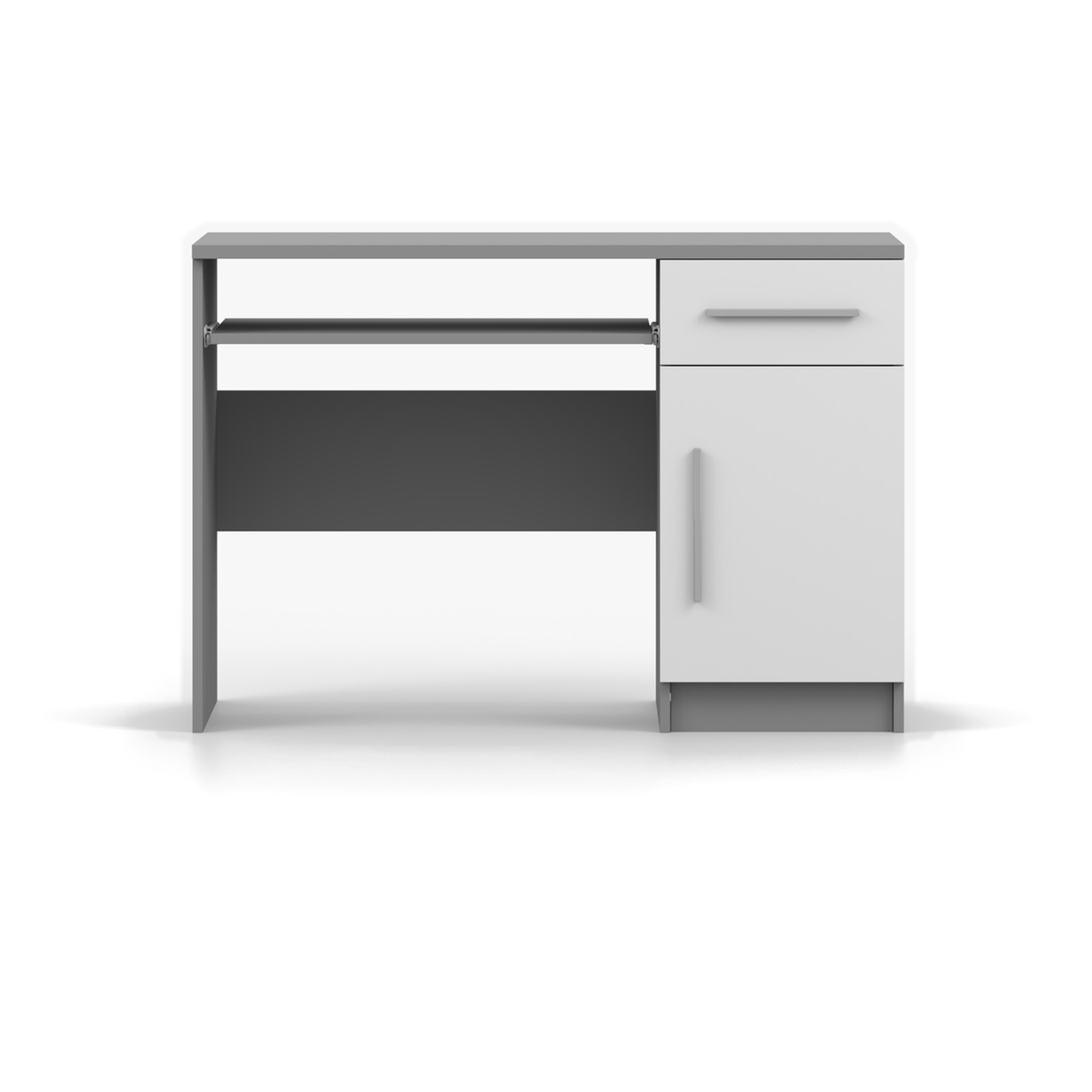 OMEGA Schreibtisch 110 cm – Hauptansicht – Grau / Weiß