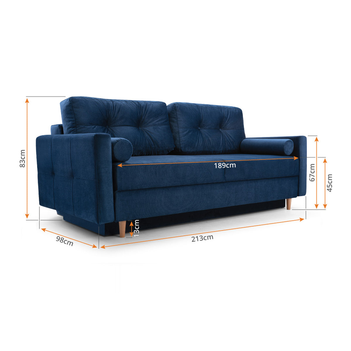 PASTELLA Schlafsofa – Vermassung