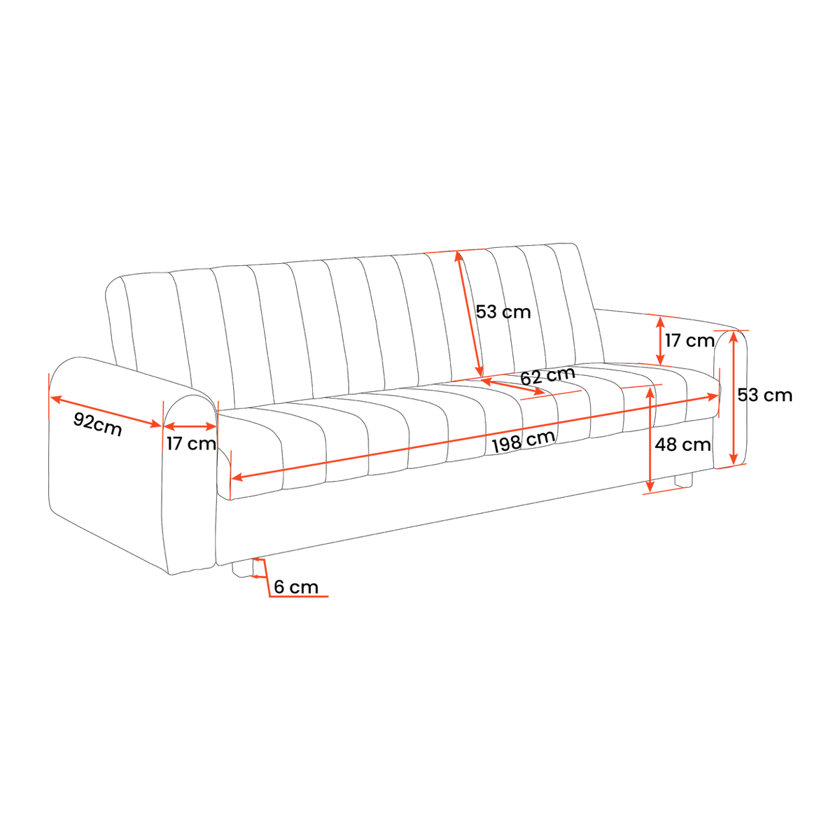 PIXI Schlafsofa – Vermassung