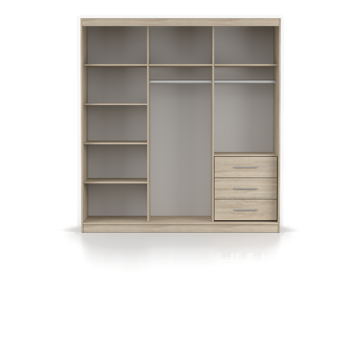 POLA 35 Schwebetürenschrank 203 cm – Weiß Hochglanz mit Spiegel – Ansicht