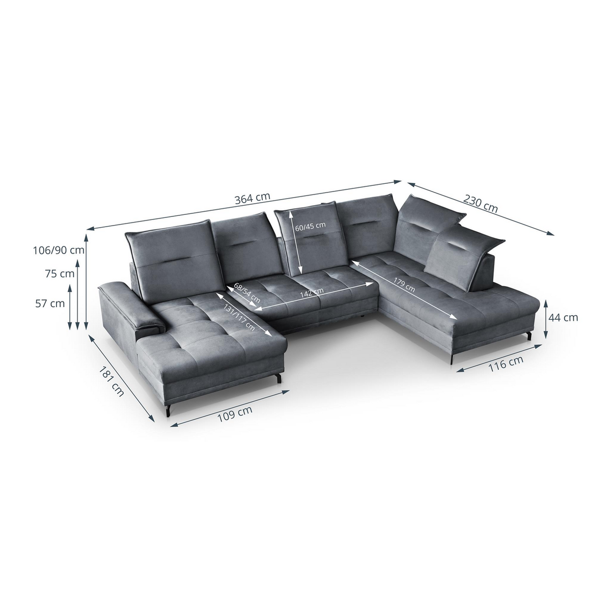 SERUNIO U-Sofa – ELEMENT 23 – Maße