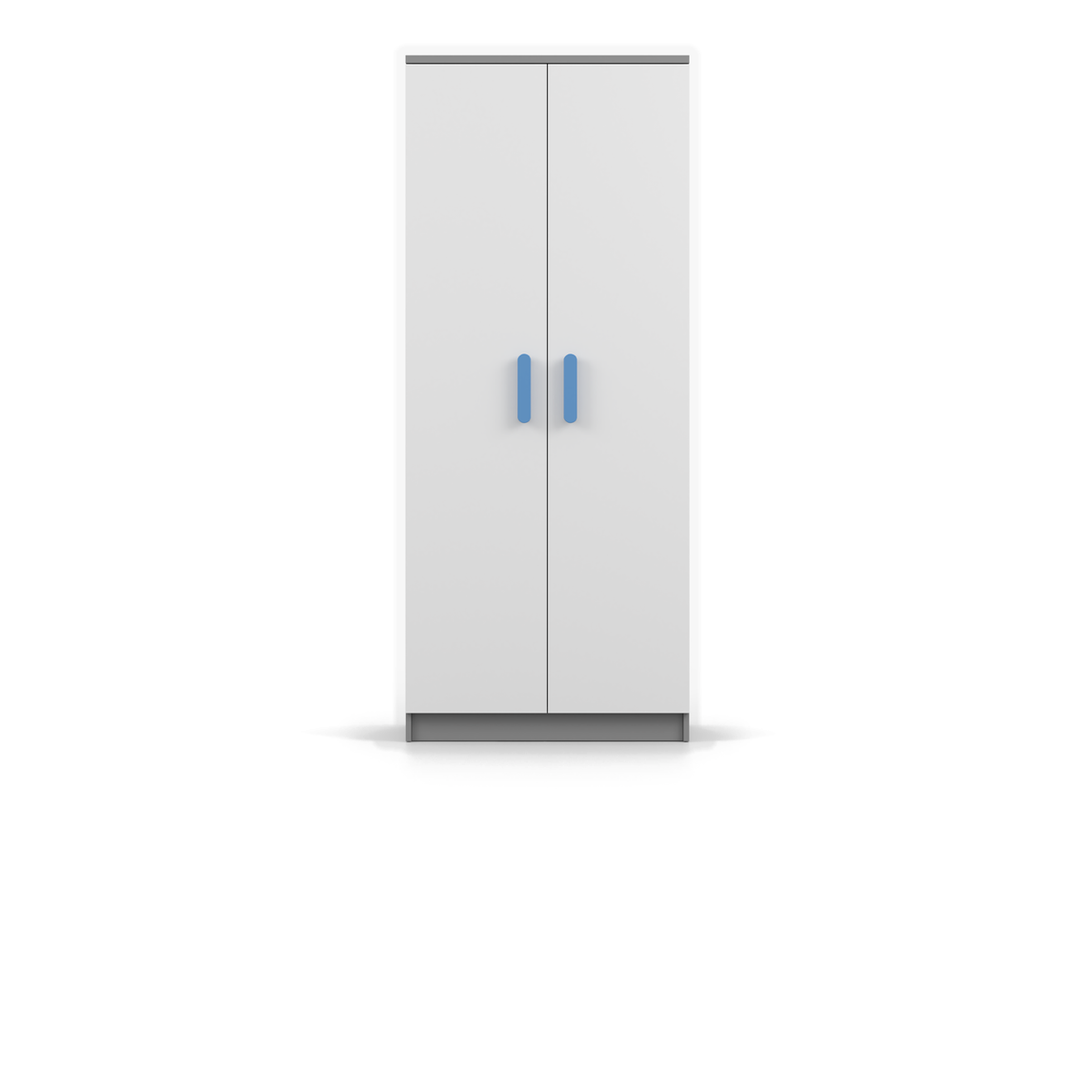 SMYK Kleiderschrank 2D 80 cm – Hauptansicht – Grau / Weiß / Blau
