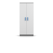 SMYK Kleiderschrank 2D 80 cm – Hauptansicht – Grau / Weiß / Blau