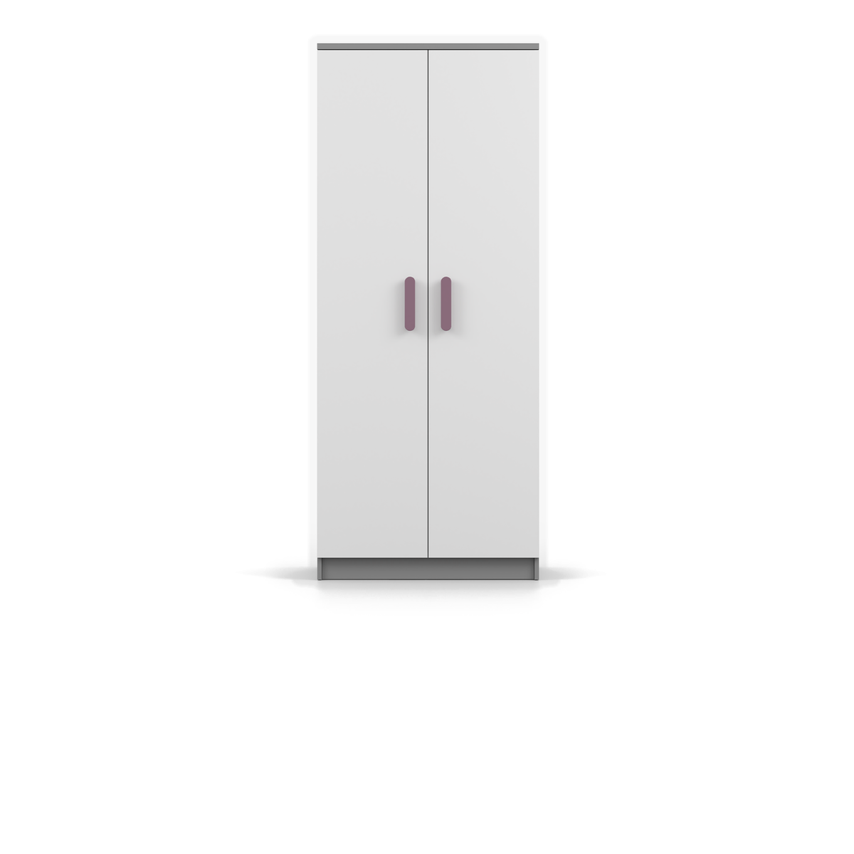 SMYK Kleiderschrank 2D 80 cm – Farbvariante – Grau / Weiß / Heideviolett