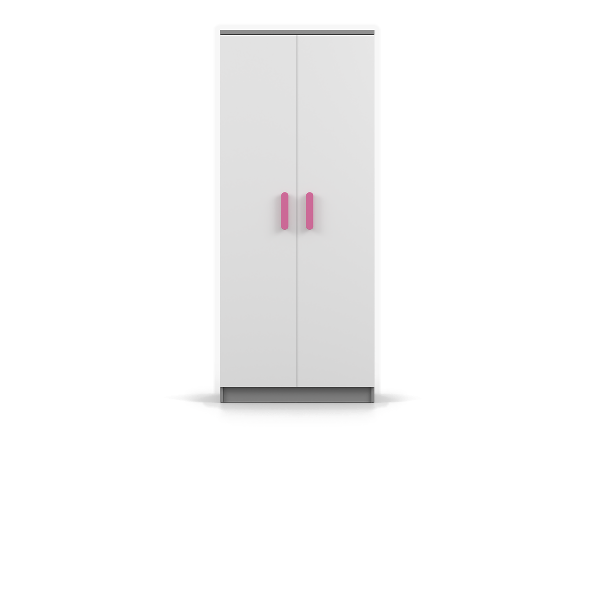 SMYK Kleiderschrank 2D 80 cm – Farbvariante – Grau / Weiß / Rosa