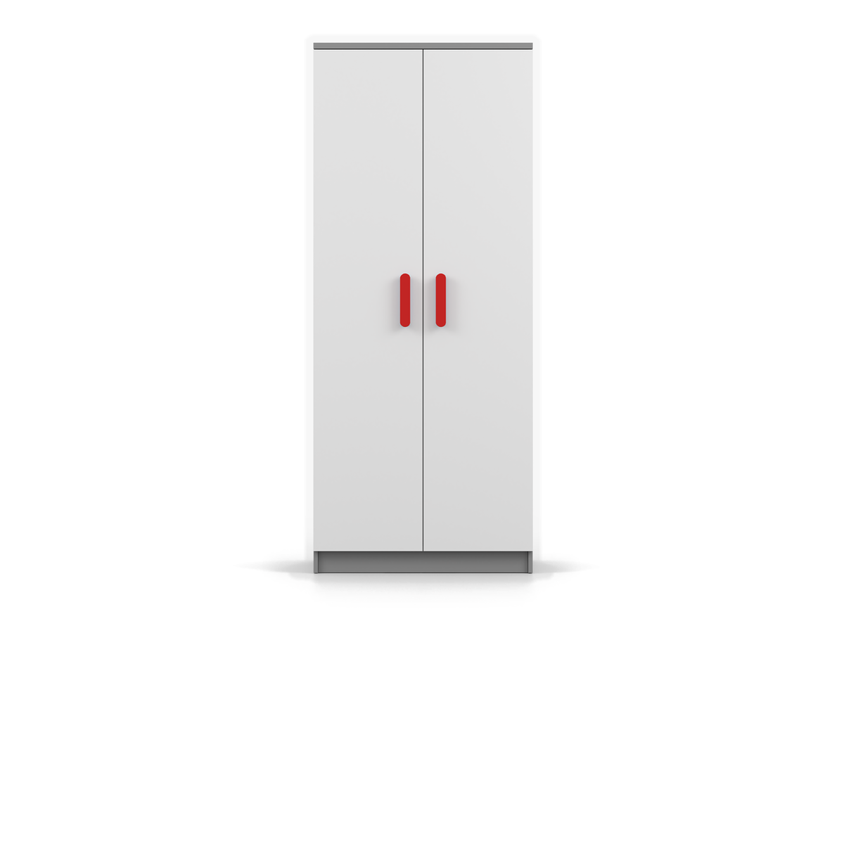SMYK Kleiderschrank 2D 80 cm – Farbvariante – Grau / Weiß / Rot