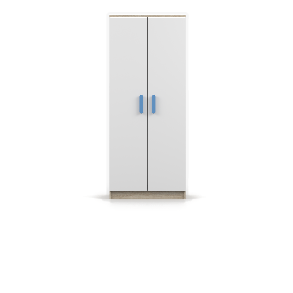 SMYK Kleiderschrank 2D 80 cm – Farbvariante – Sonoma / Weiß / Blau