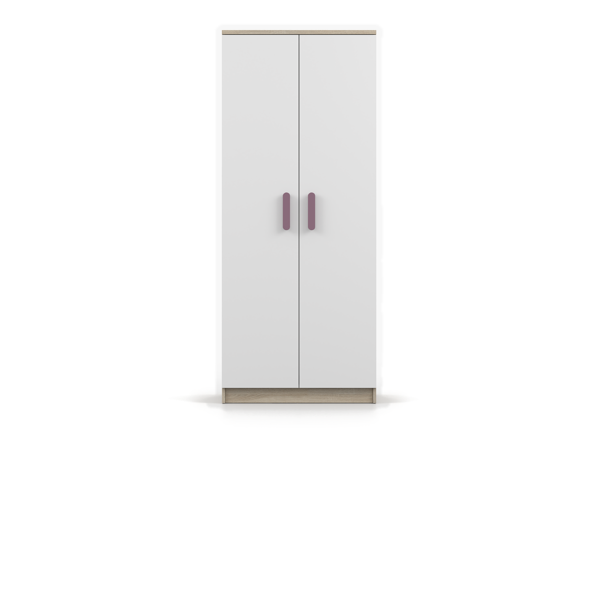 SMYK Kleiderschrank 2D 80 cm – Farbvariante – Sonoma / Weiß / Heideviolett