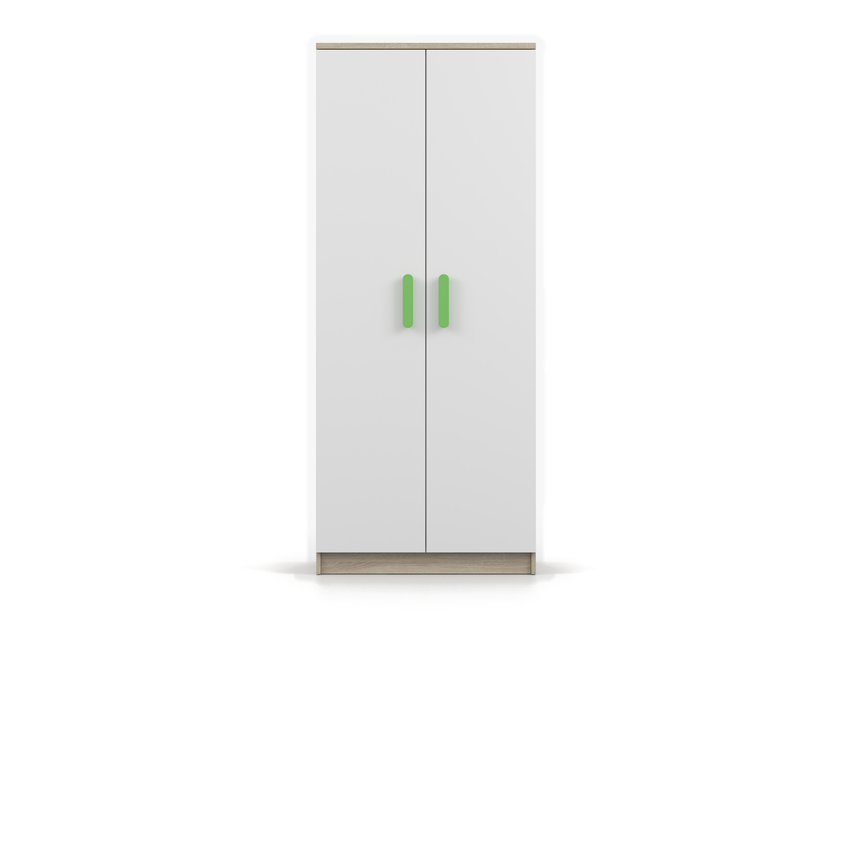 SMYK Kleiderschrank 2D 80 cm – Farbvariante – Sonoma / Weiß / Limettengrün