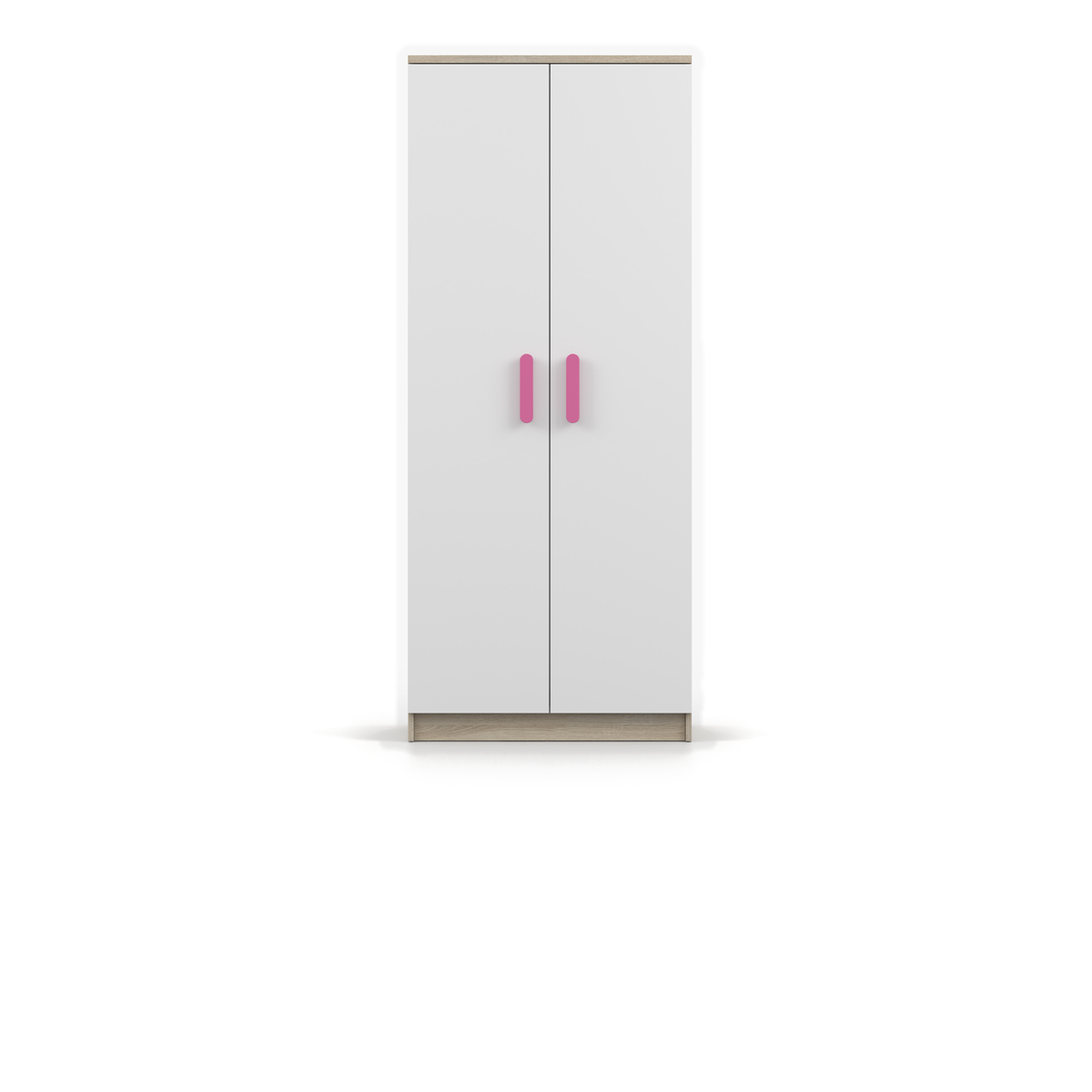 SMYK Kleiderschrank 2D 80 cm – Farbvariante – Sonoma / Weiß / Rosa