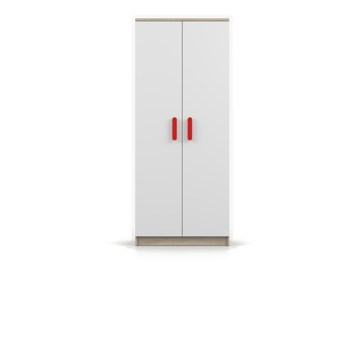 SMYK Kleiderschrank 2D 80 cm – Farbvariante – Sonoma / Weiß / Rot