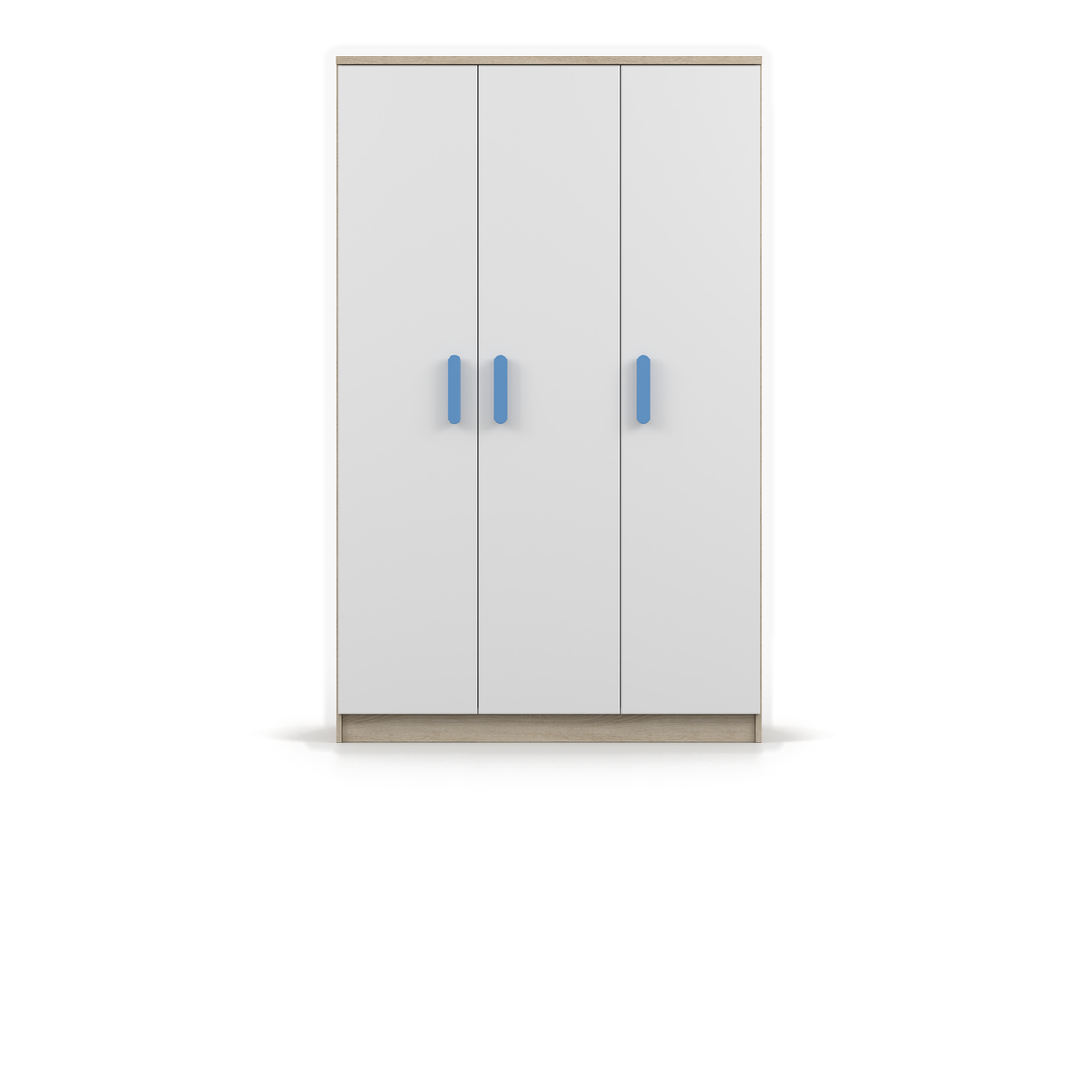 SMYK Kleiderschrank 3D 120 cm – Farbvariante – Sonoma / Weiß / Blau