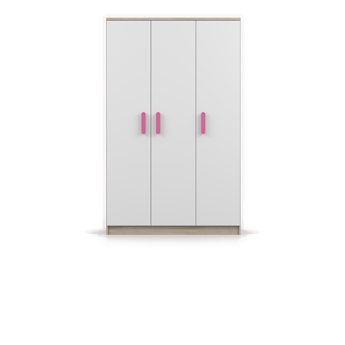 SMYK Kleiderschrank 3D 120 cm – Farbvariante – Sonoma / Weiß / Rosa