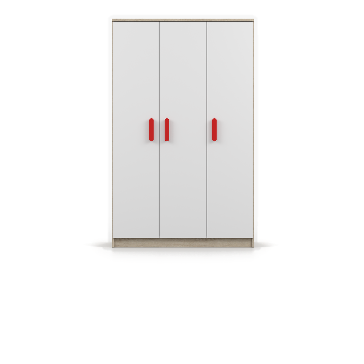 SMYK Kleiderschrank 3D 120 cm – Farbvariante – Sonoma / Weiß / Rot