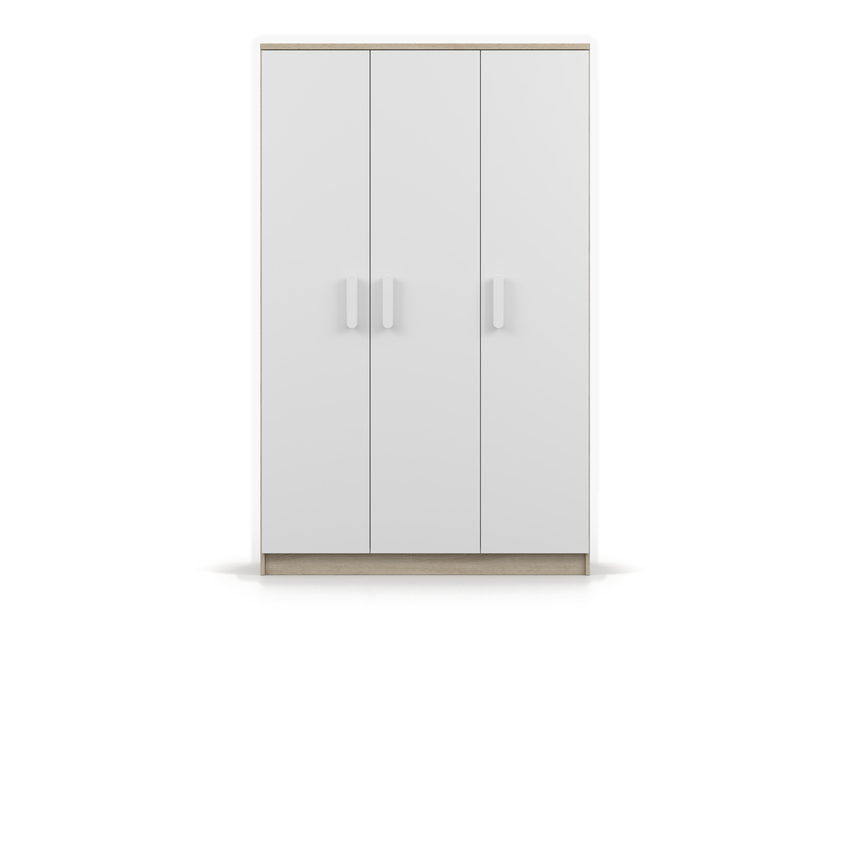 SMYK Kleiderschrank 3D 120 cm – Farbvariante – Sonoma / Weiß / Weiß