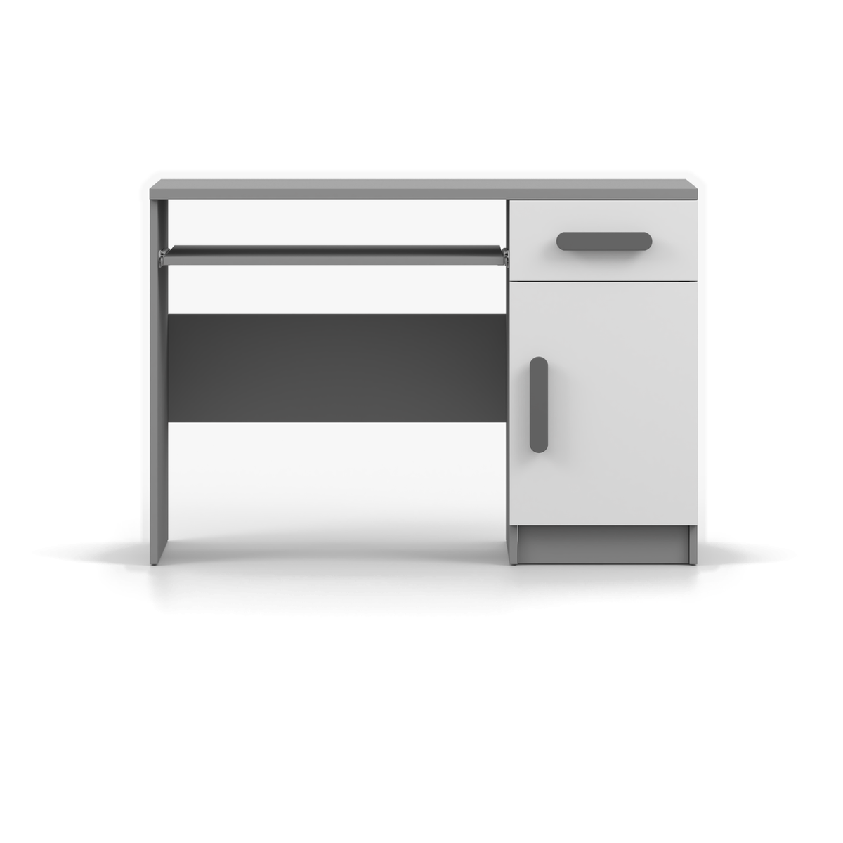 SMYK Schreibtisch 110 cm – Farbvariante – Grau / Weiß / Grau