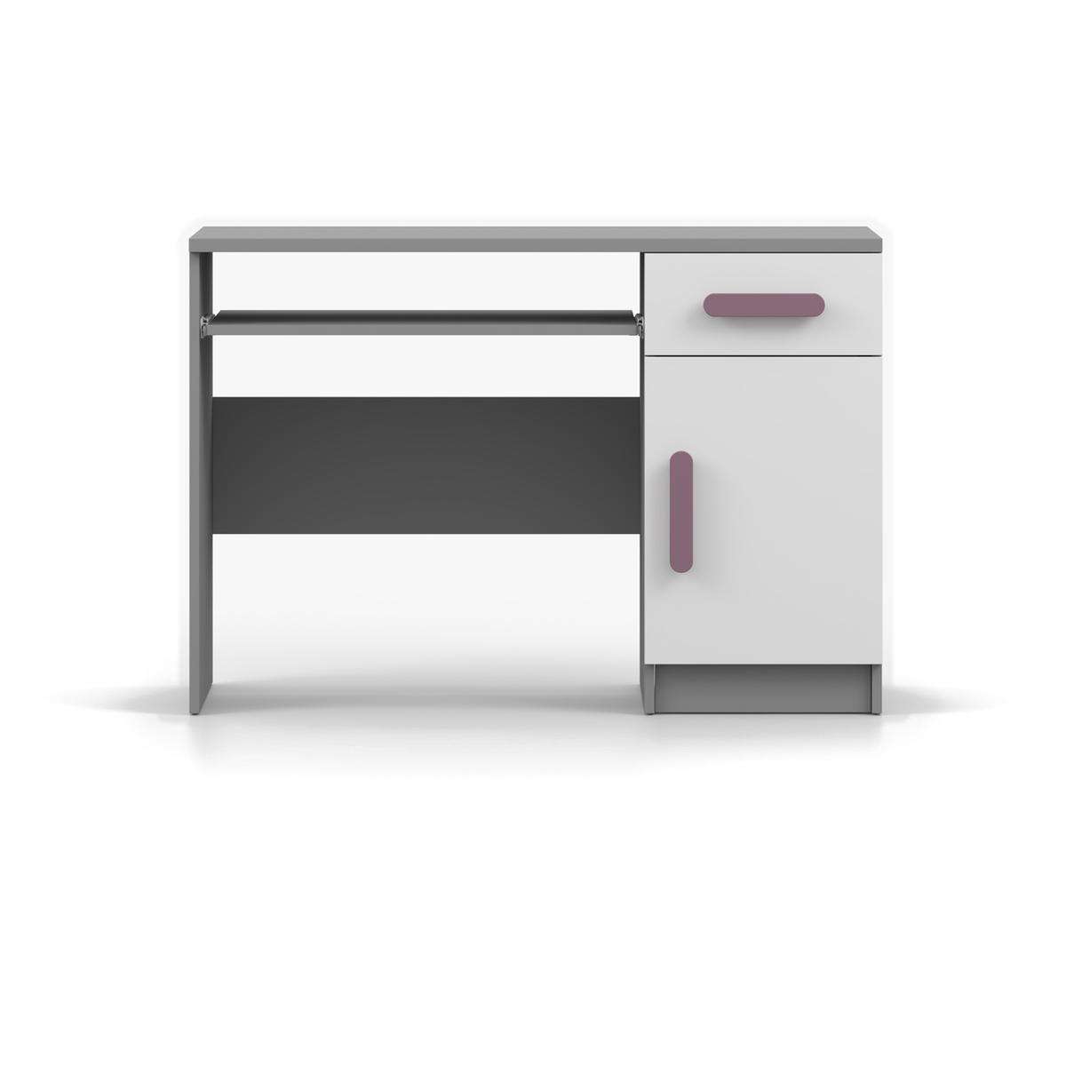 SMYK Schreibtisch 110 cm – Farbvariante – Grau / Weiß / Heideviolett