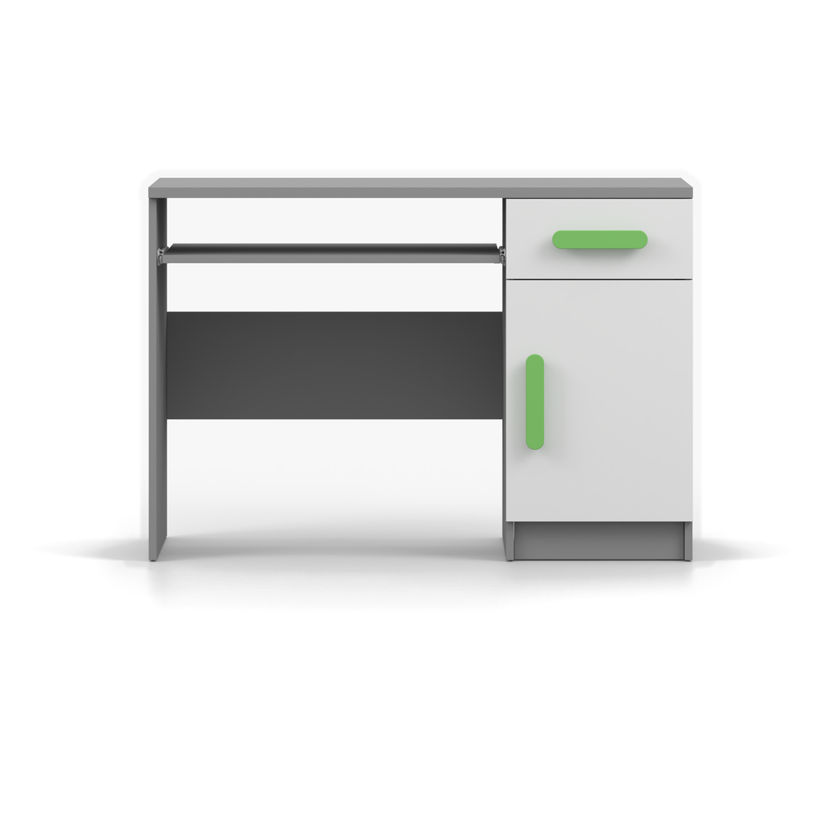SMYK Schreibtisch 110 cm – Farbvariante – Grau / Weiß / Limettengrün