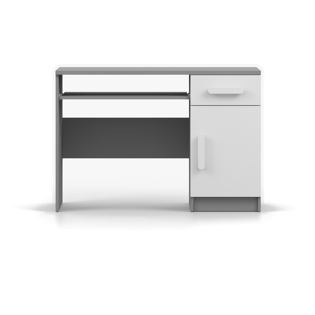SMYK Schreibtisch 110 cm – Farbvariante – Grau / Weiß / Weiß
