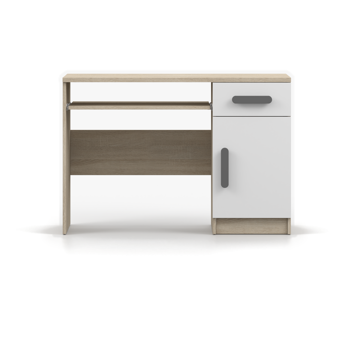 SMYK Schreibtisch 110 cm – Farbvariante – Sonoma / Weiß / Grau