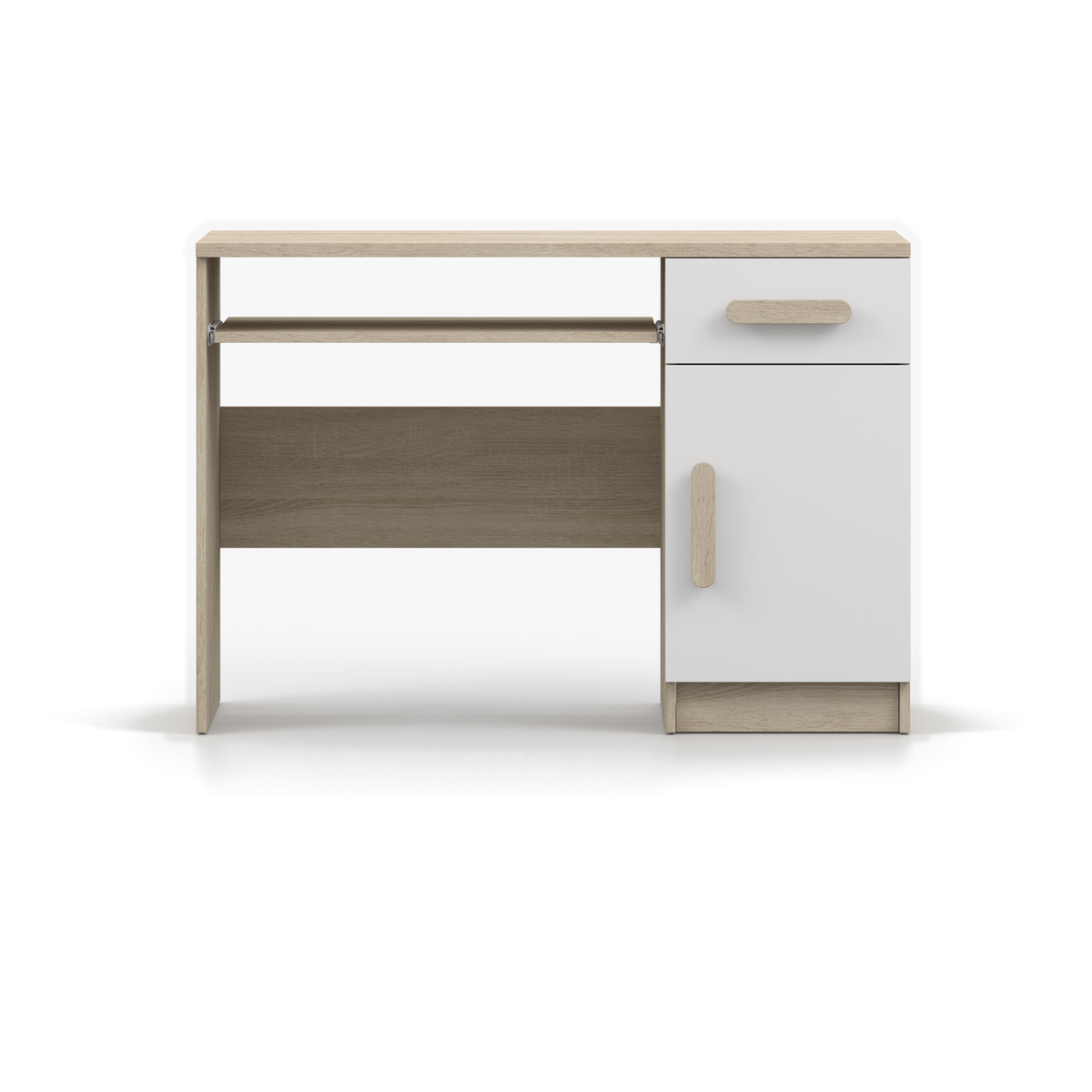 SMYK Schreibtisch 110 cm – Farbvariante – Sonoma / Weiß / Sonoma