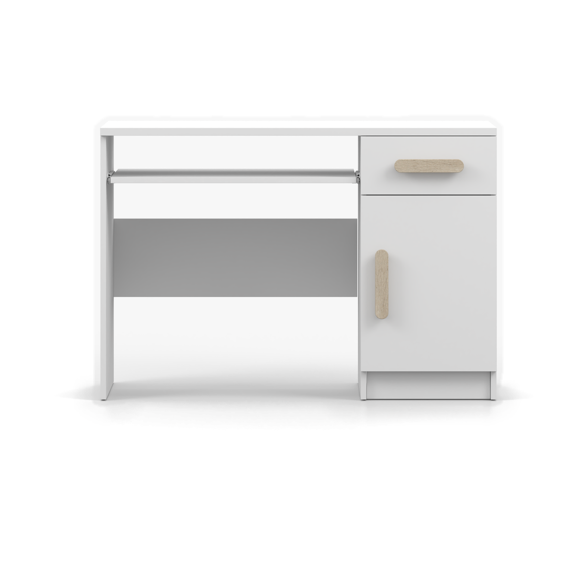 SMYK Schreibtisch 110 cm – Farbvariante – Weiß / Sonoma