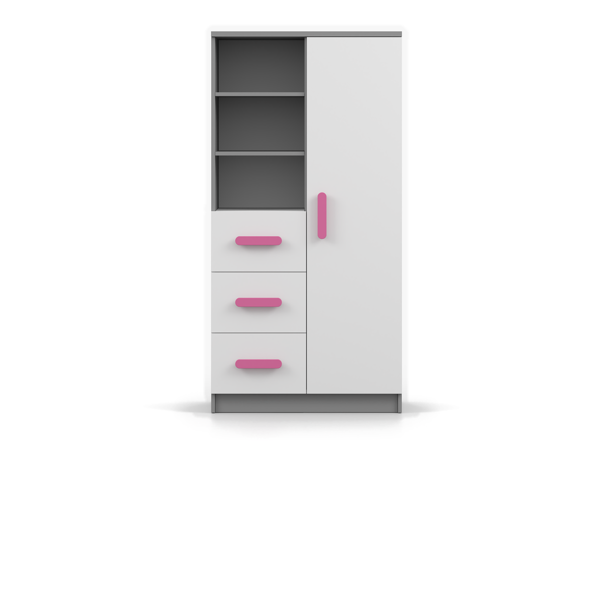 SMYK Standregal – Vorderansicht – Grau / Rosa