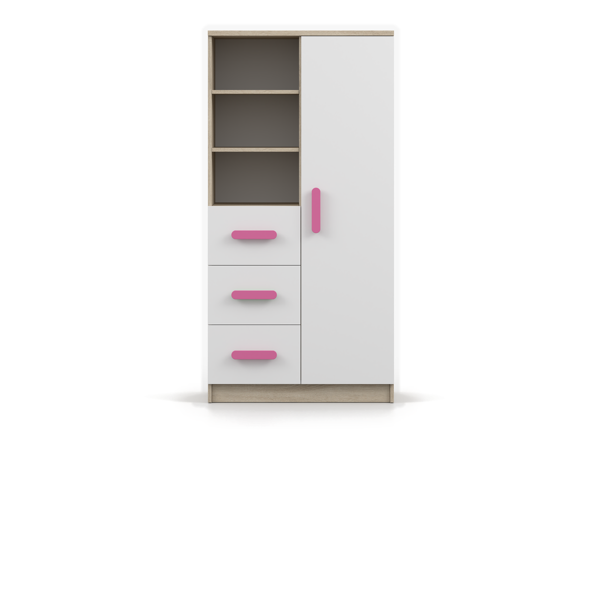 SMYK Standregal – Vorderansicht – Sonoma-Eiche-Dekor / Rosa