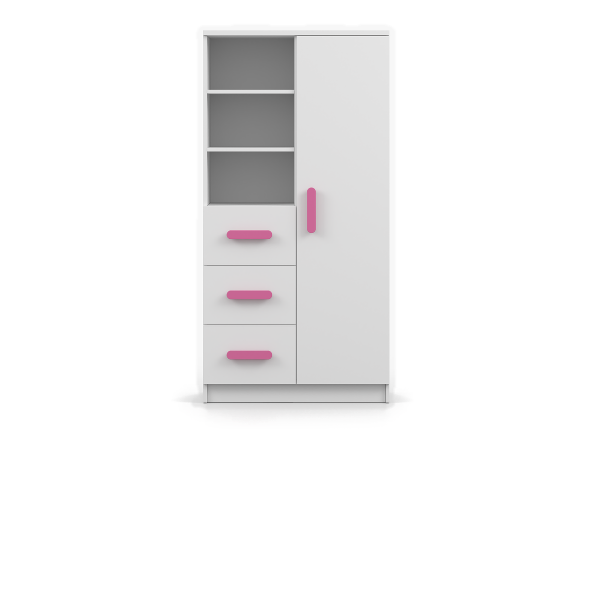 SMYK Standregal – Vorderansicht – Weiß / Rosa