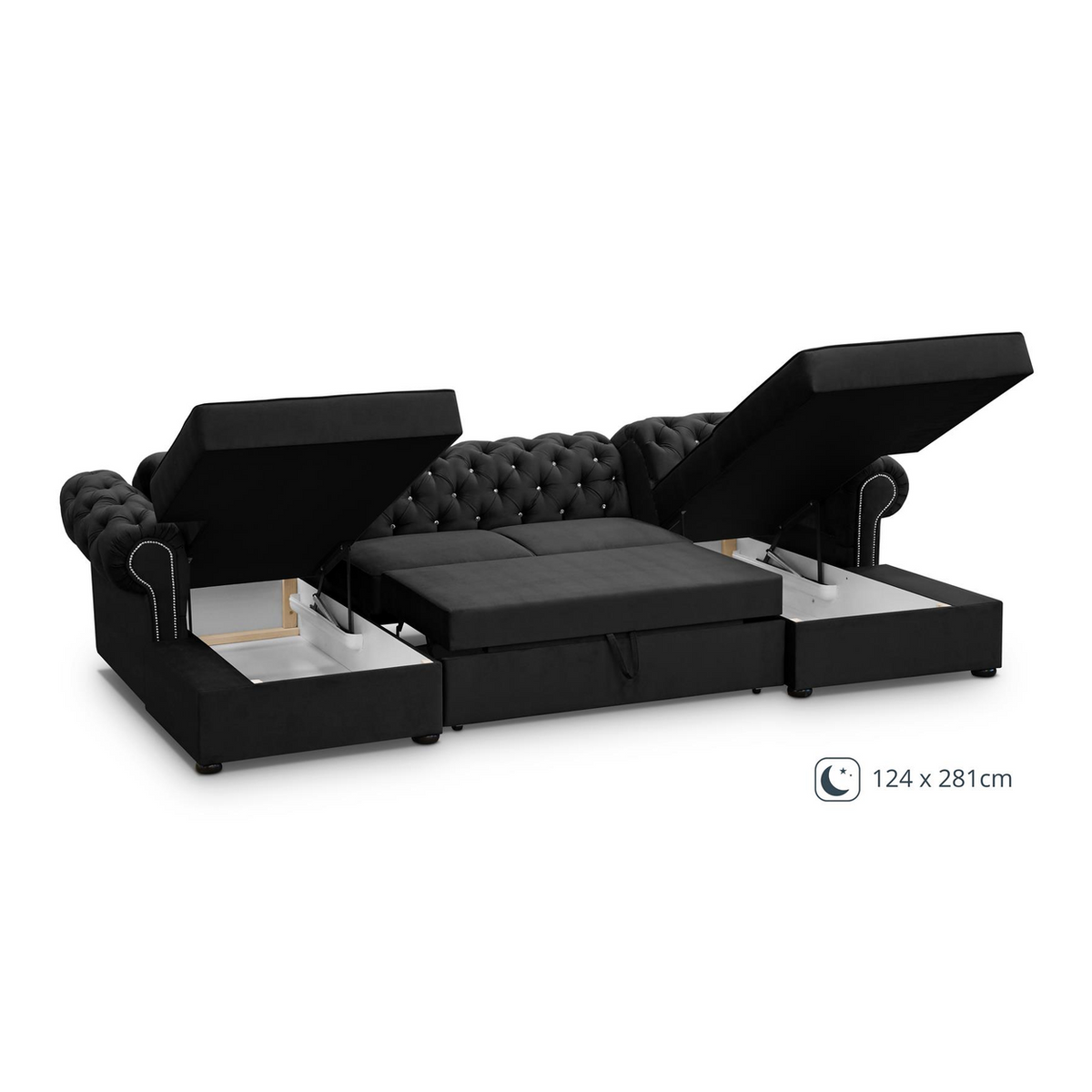 SORUNEO U-Sofa Glasknöpfe – KRONOS 07 – Ansicht