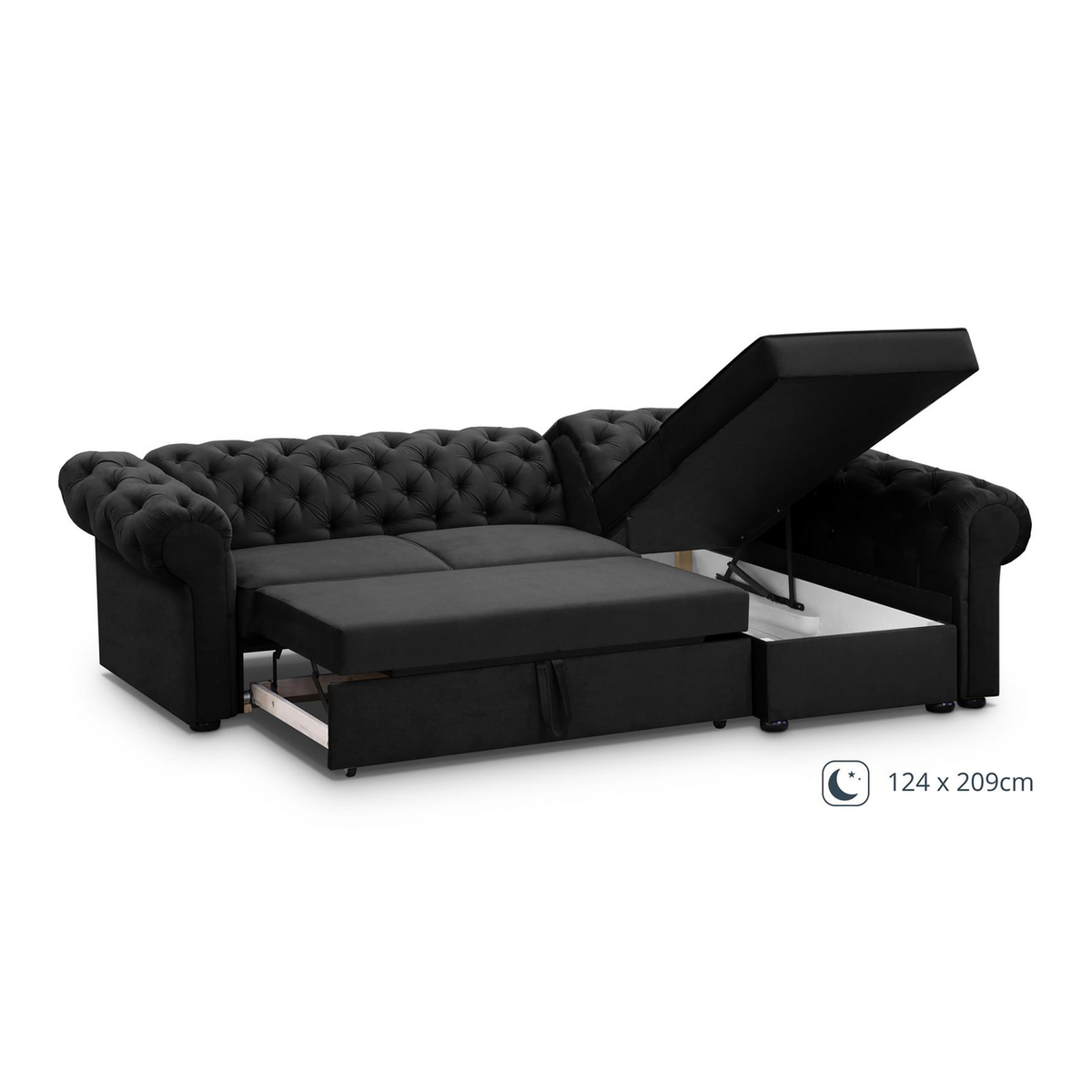 SORUNEO XL Ecksofa Stoffknöpfe – KRONOS 07 – Ansicht