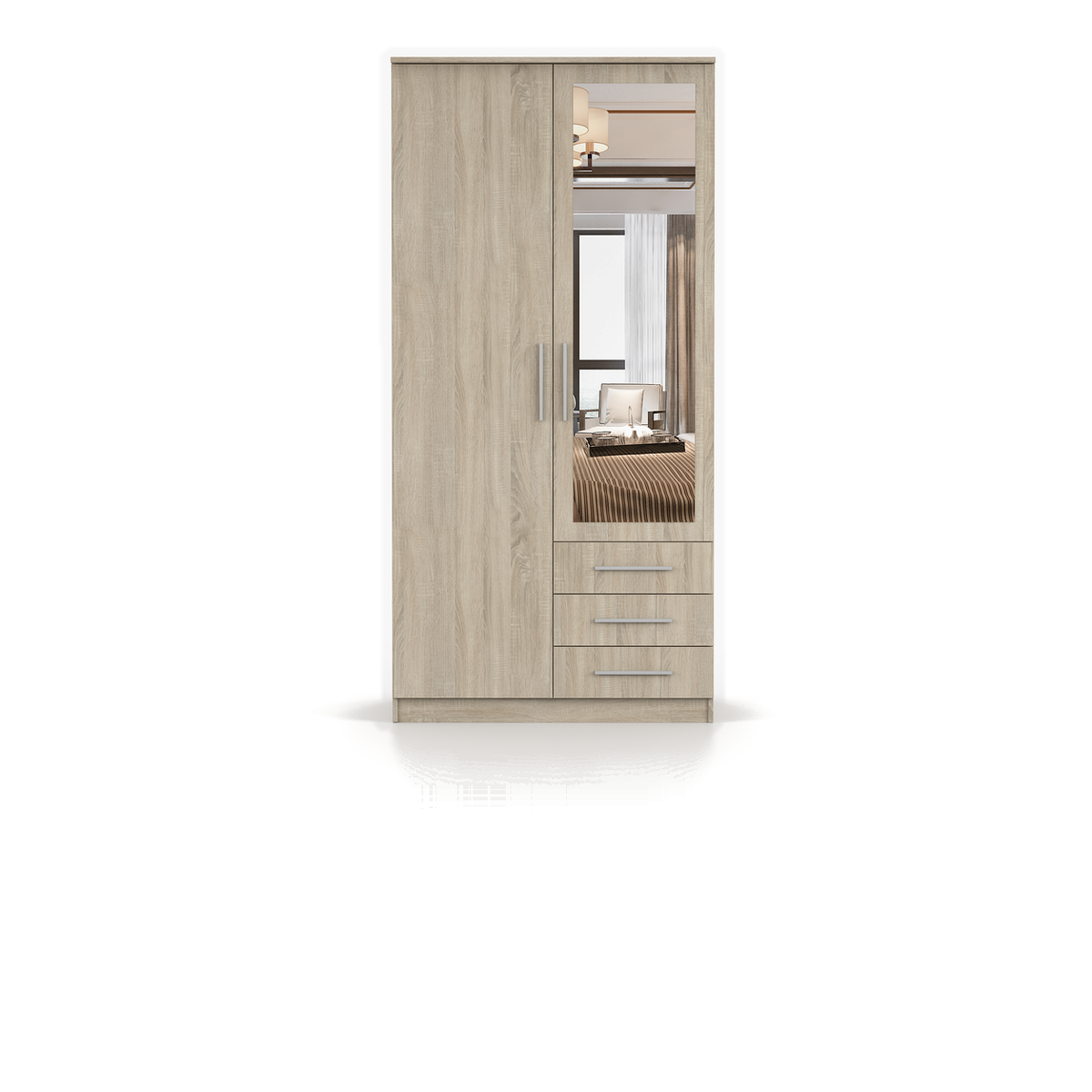 SZANTAL Kleiderschrank 2D 101 cm mit Spiegel – Hauptansicht