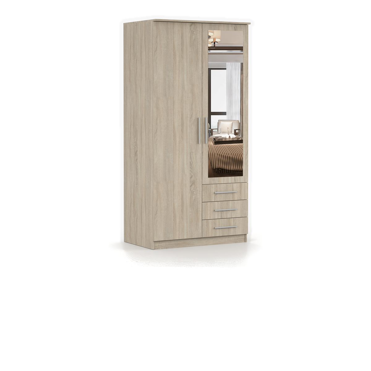 SZANTAL Kleiderschrank 2D 101 cm mit Spiegel – Ansicht