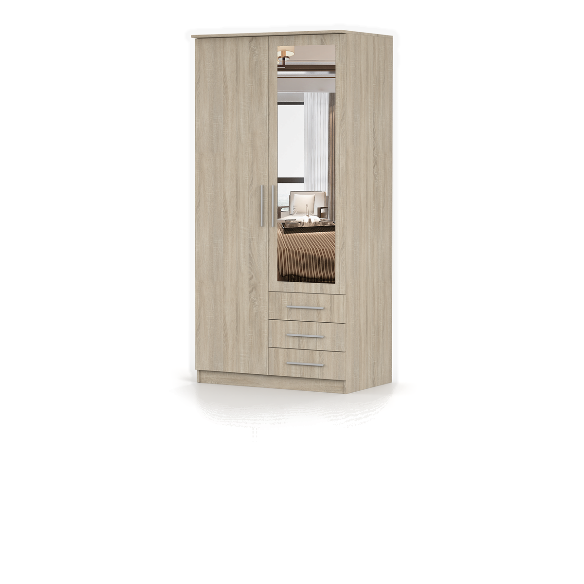 SZANTAL Kleiderschrank 2D 101 cm mit Spiegel – Ansicht