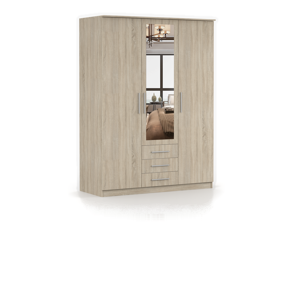 SZANTAL Kleiderschrank 3D 151 cm mit Spiegel – Ansicht