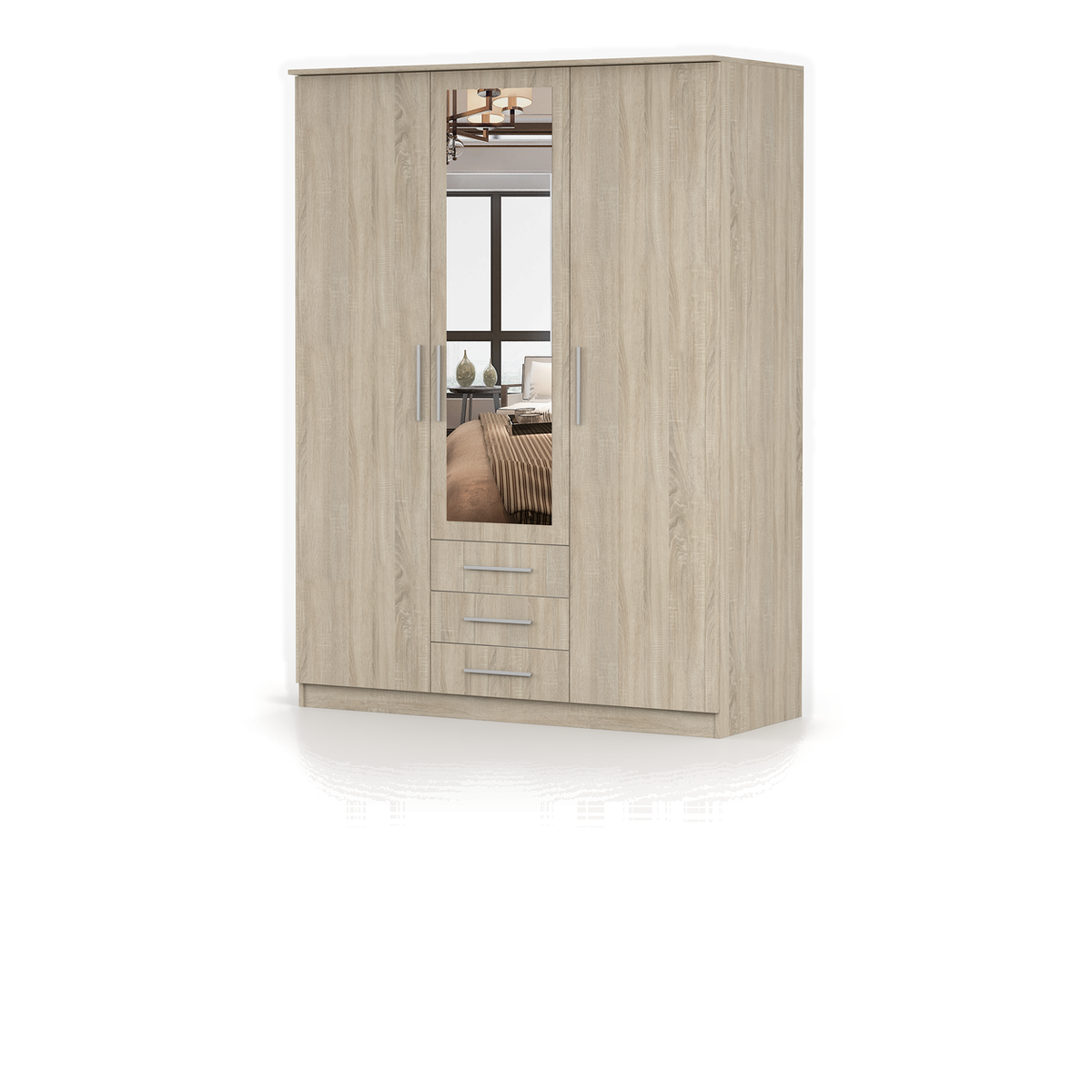 SZANTAL Kleiderschrank 3D 151 cm mit Spiegel – Ansicht