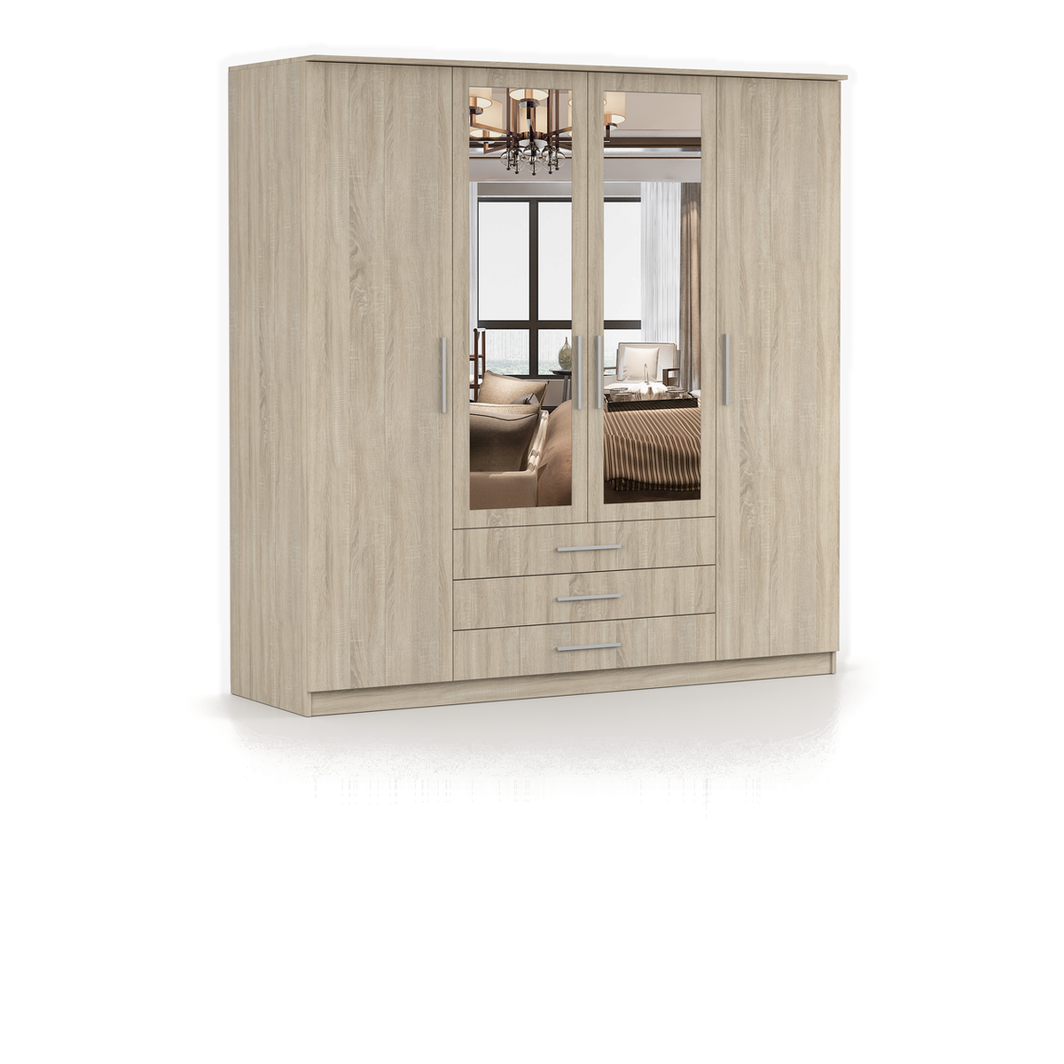 SZANTAL Kleiderschrank 4D 200 cm mit Spiegel – Ansicht