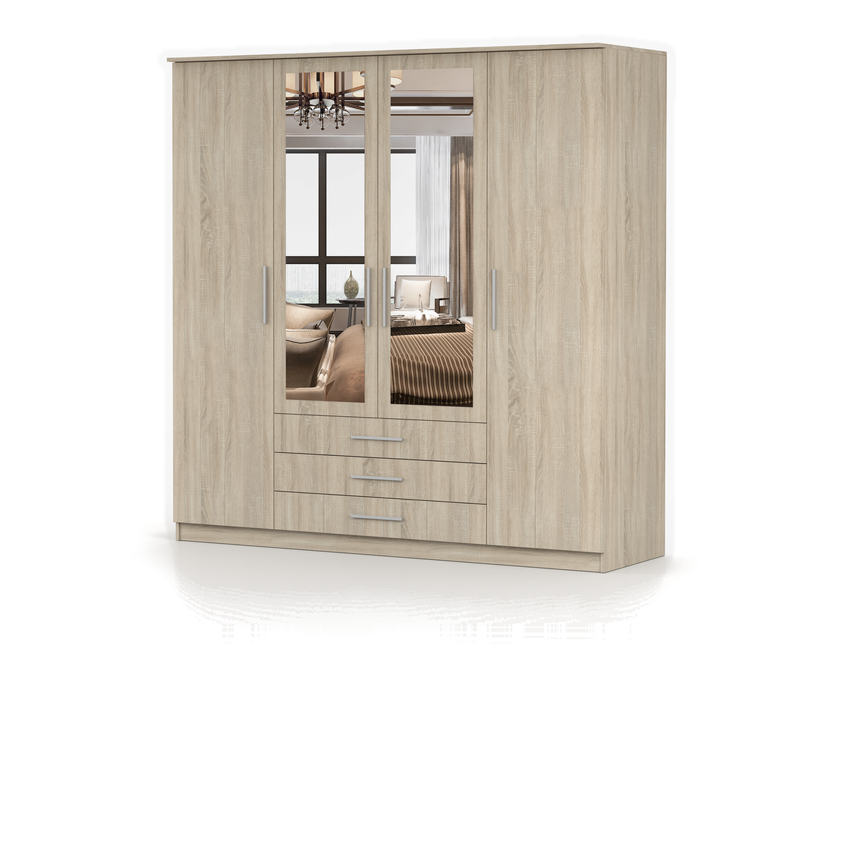 SZANTAL Kleiderschrank 4D 200 cm mit Spiegel – Ansicht