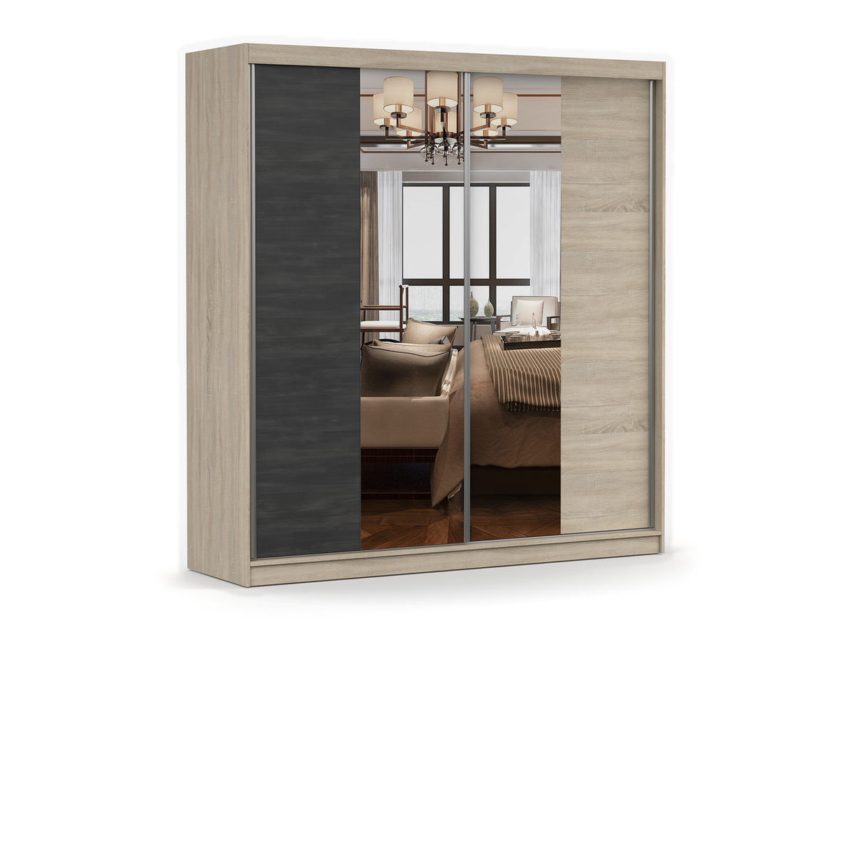 WENECJA Schwebetürenschrank 2D 203 cm mit Spiegel – Ansicht