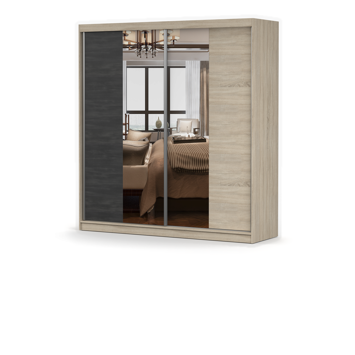 WENECJA Schwebetürenschrank 2D 203 cm mit Spiegel – Ansicht